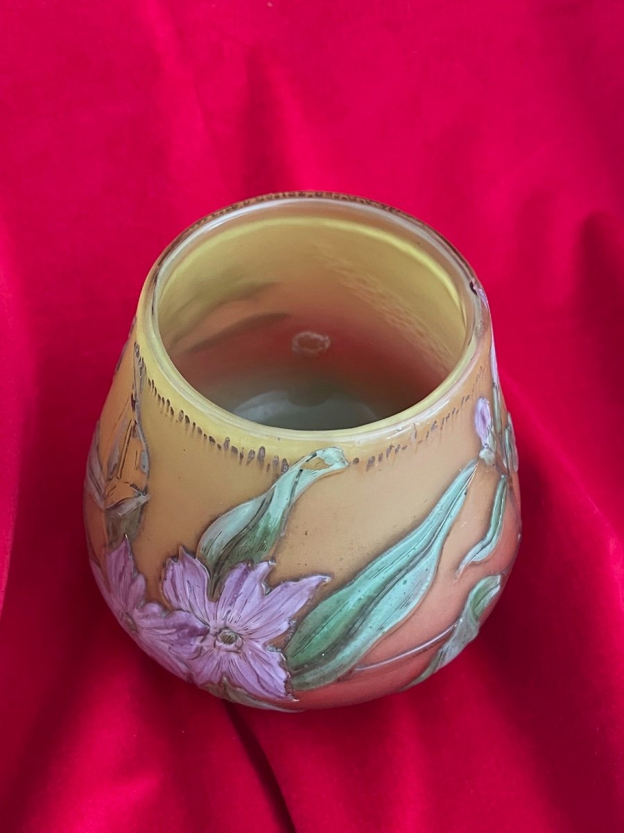 Vase Pâte De Verre Burgun Schverer Verrerie d'Art De Lorraine Meisenthal Période Emile Galle-photo-5