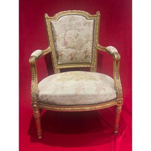 Golden Wood Armchair Style Louis XVI Directoire