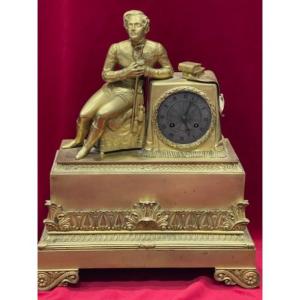 Imposing Empire Bronze Gilded Clock To The Glory Of Napoleon 1st
