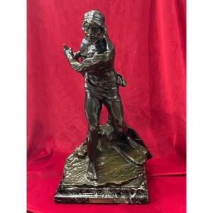 Imposante Statue Sculpture Bronze Par Georges Colin 1876 - 1917