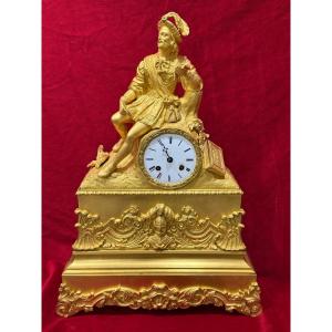 PENDULE EN BRONZE DORE RAINGO DECOR RENAISSANCE XIX ème