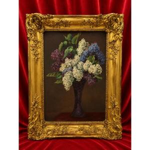 Oil On Canvas Painting By L. Melin, *bouquet Of Flowers*