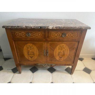 Buffet Bas Style Louis XVI En Marqueterie XIX Eme