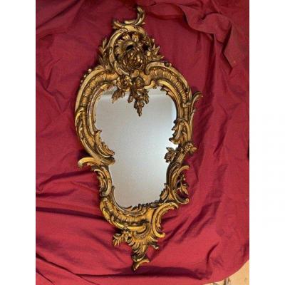 Golden Wood Rocaille Mirror Louis XV Style Napoleon III Period