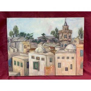 Orientalist Oil On Canvas Table