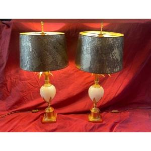 Pair Of Lamps Maison Charles Model Egg Cira 1970