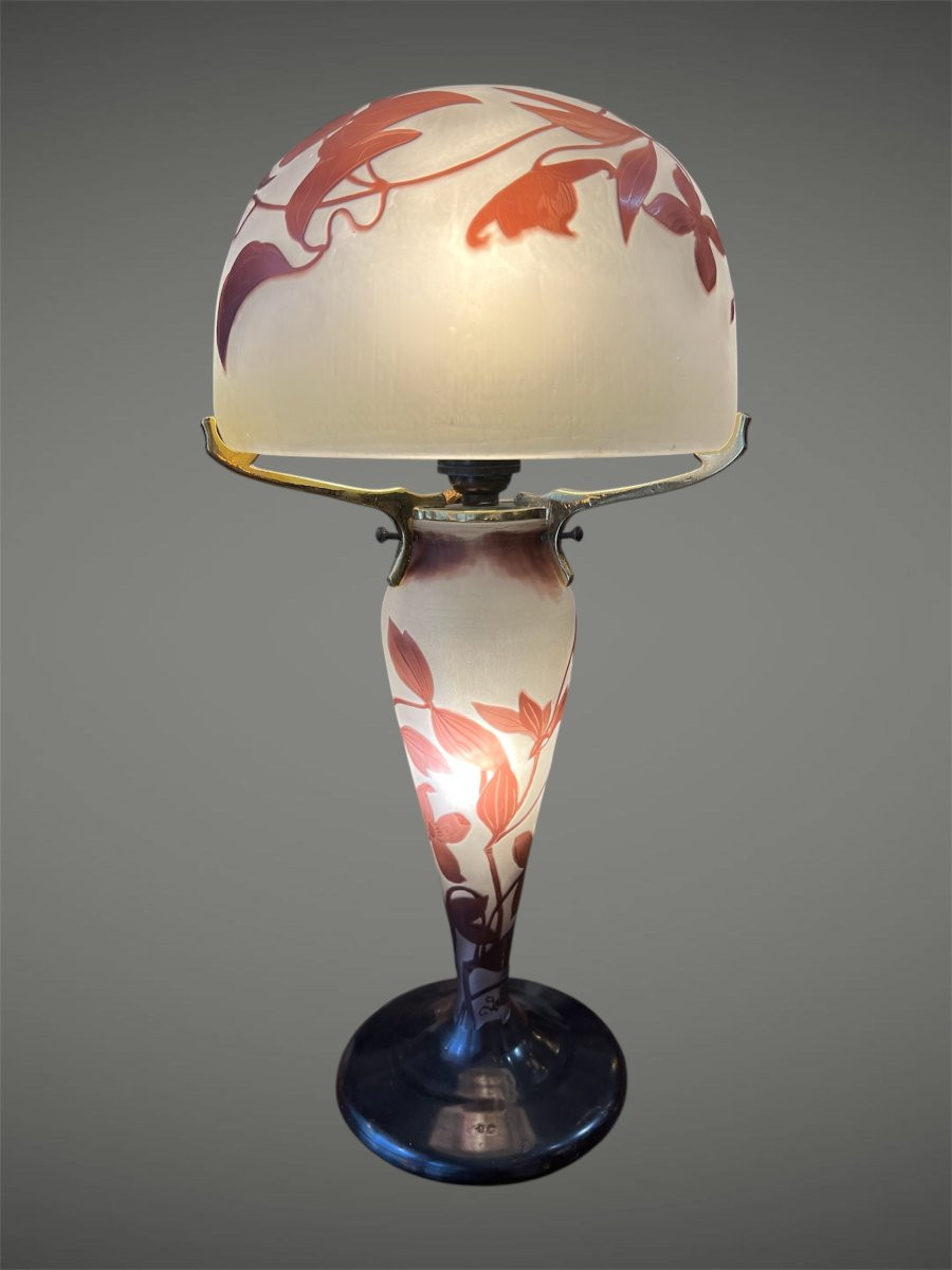 Lampe champignon Émile Gallé aux clématites-photo-2