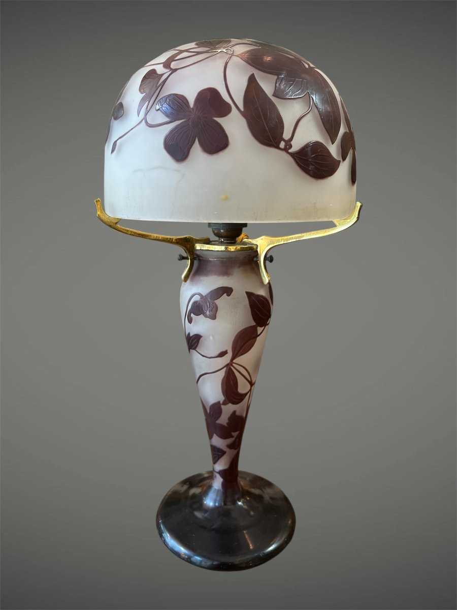 Lampe champignon Émile Gallé aux clématites-photo-4