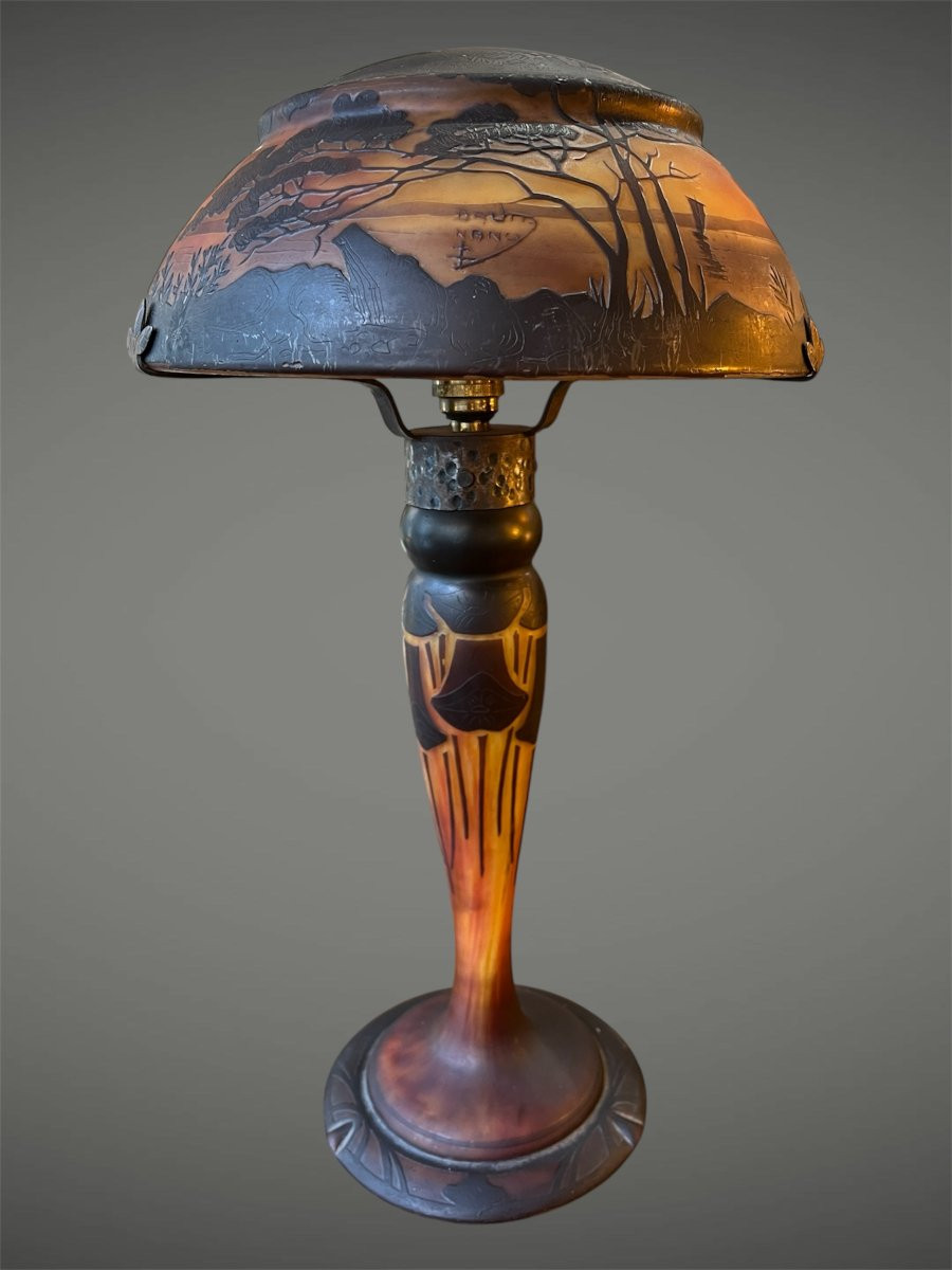 Daum Nancy Mushroom Lamp With Lake Landscape-photo-2