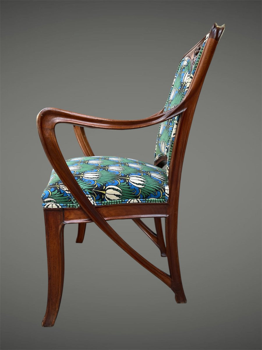 Louis Majorelle Office Chair With Nasturtiums-photo-3