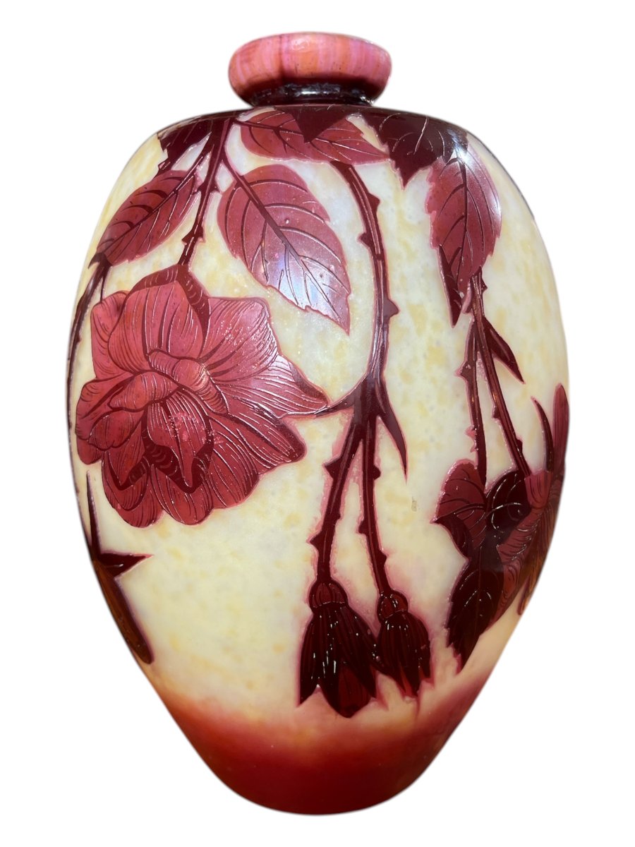 Vase Art nouveau André Delatte aux roses-photo-2