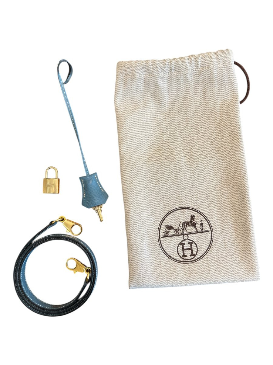 Sac Hermès Bolide 31 bleu jean-photo-7