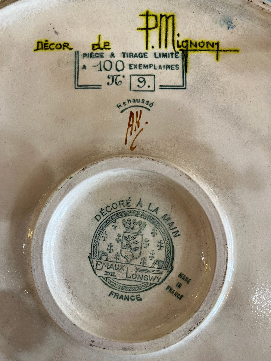 Plat en Émaux de Longwy à décor de paon-photo-4