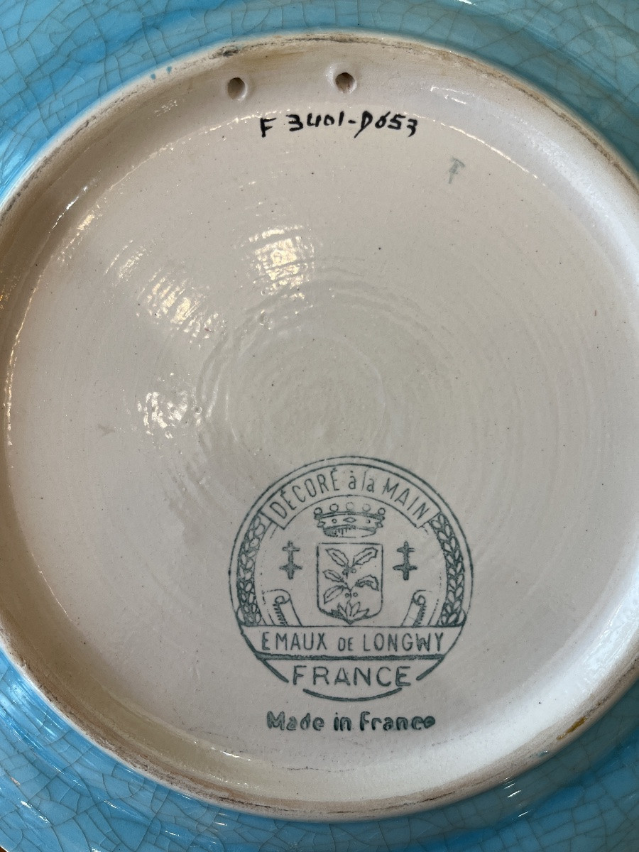 Plate In Emaux De Longwy With Apple Blossom Design-photo-3