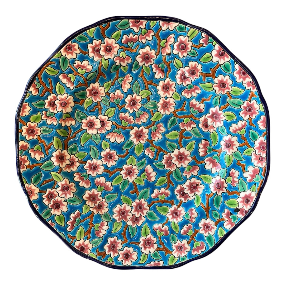 Plate In Emaux De Longwy With Apple Blossom Design