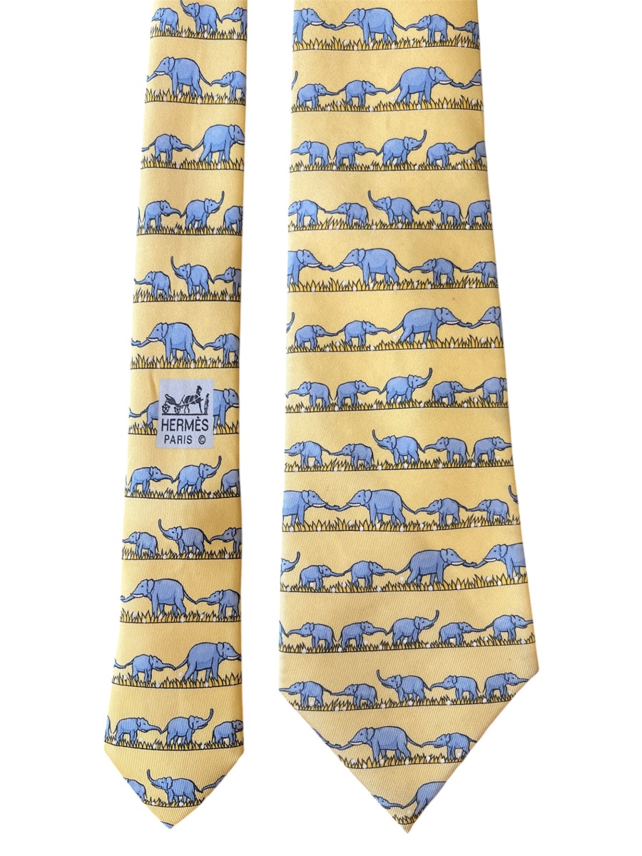Cravate Hermès motif éléphants-photo-2