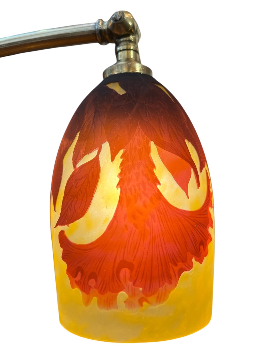 Art Nouveau Table Lamp By Muller Frères Of Lunéville, Featuring Rooster Combs-photo-4