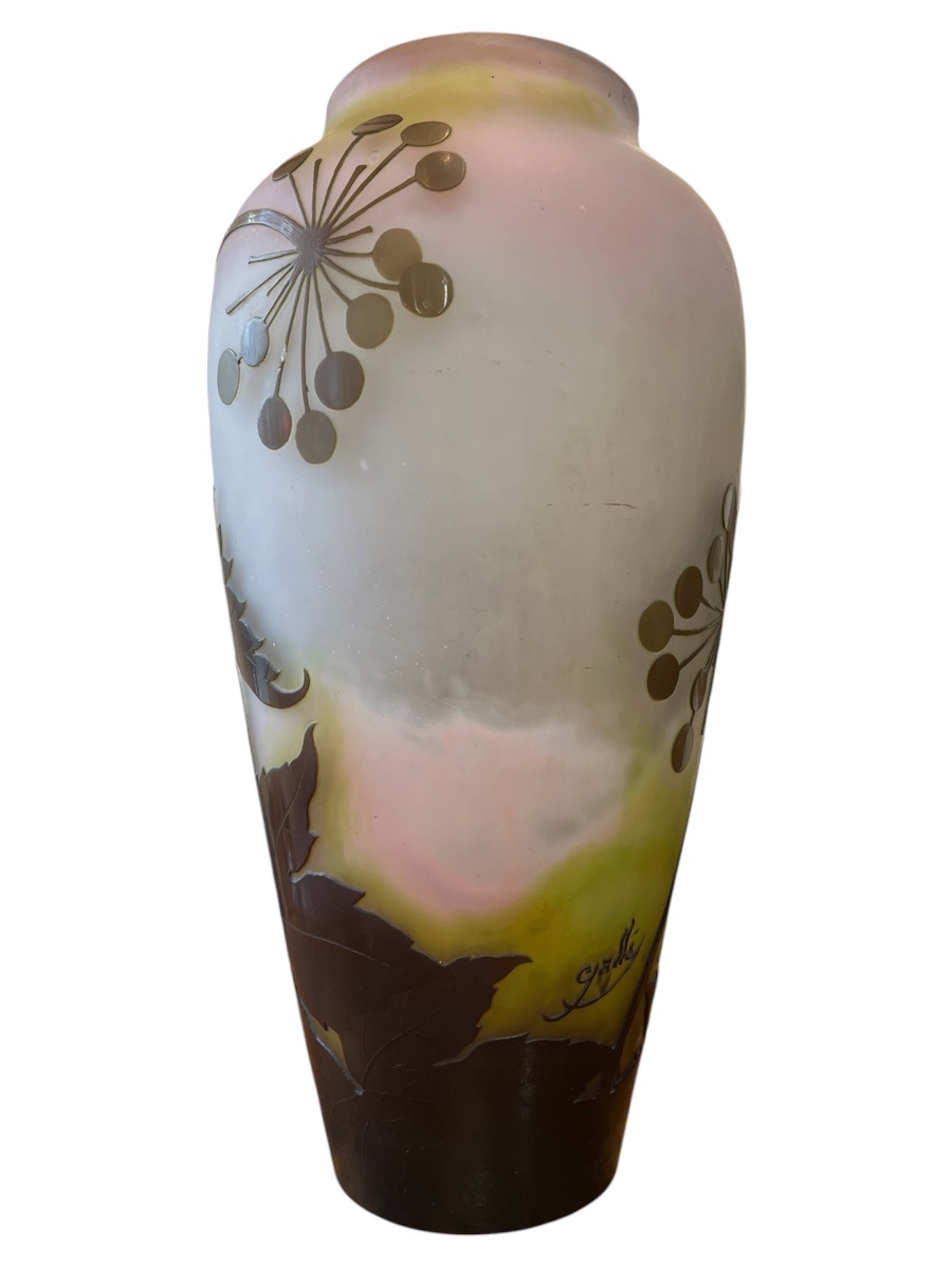 Vase Art nouveau Émile Gallé aux aralias du Japon-photo-3
