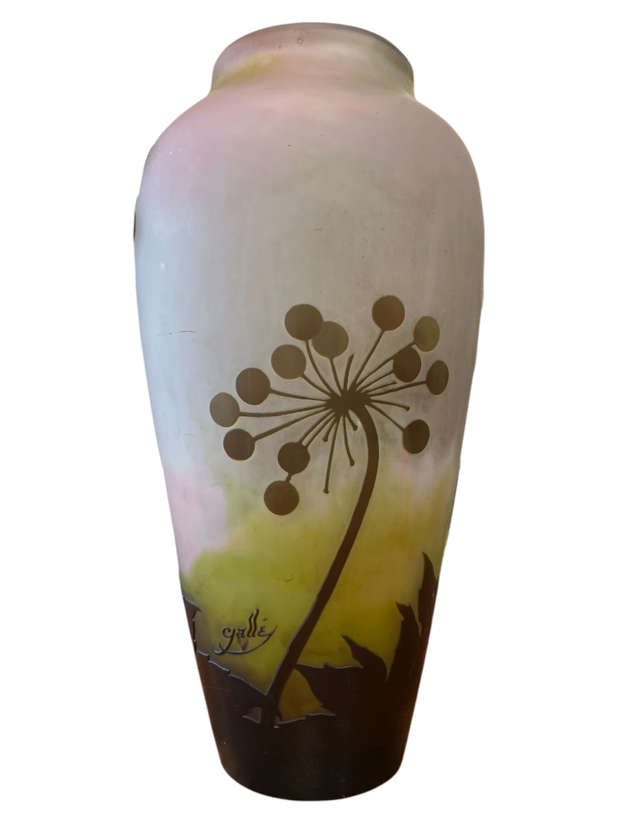 Vase Art nouveau Émile Gallé aux aralias du Japon-photo-4