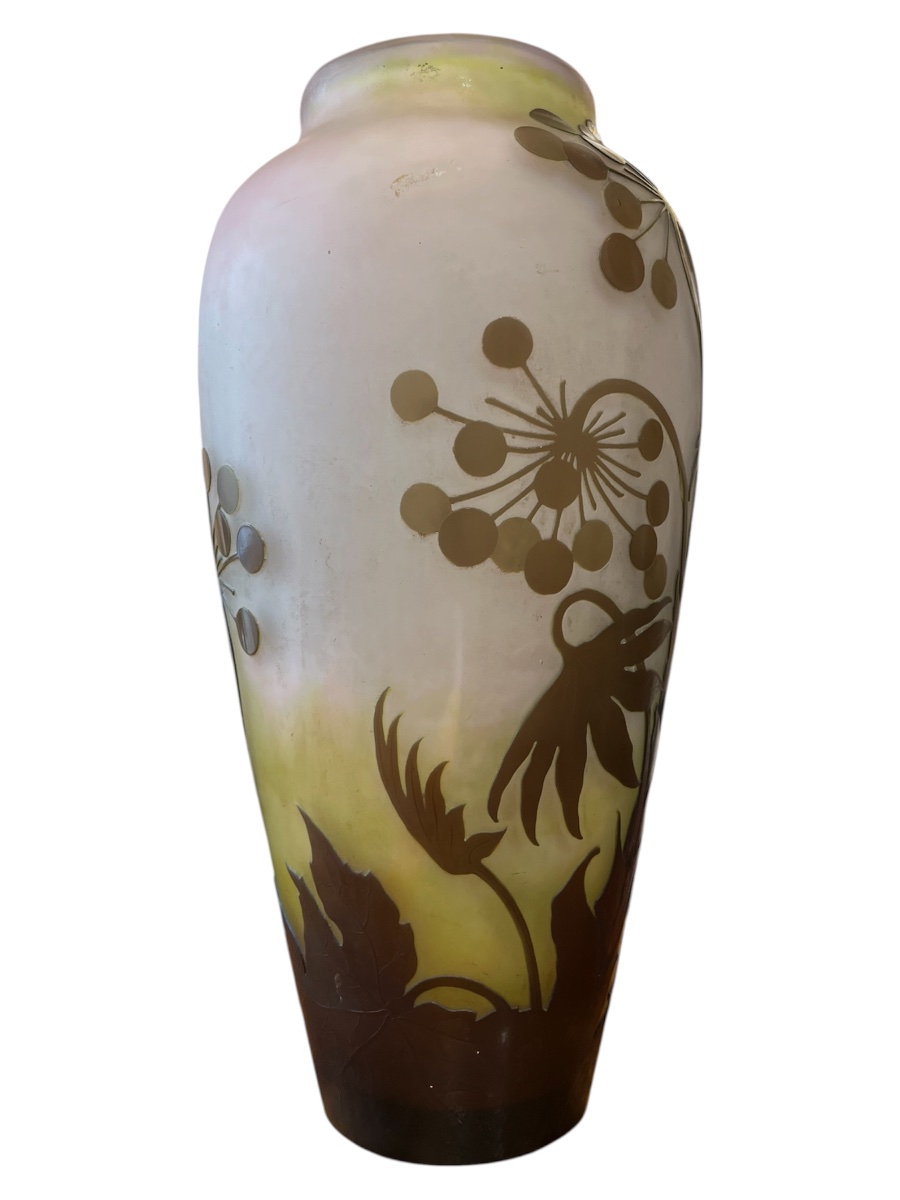 Vase Art nouveau Émile Gallé aux aralias du Japon-photo-1