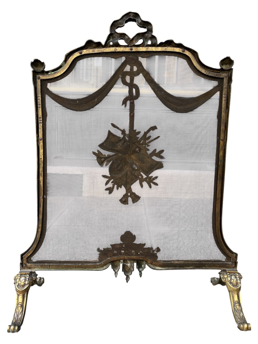 Louis XVI-style Gilded Bronze Fireplace Screen-photo-2