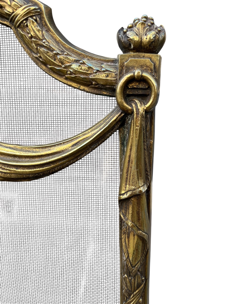 Louis XVI-style Gilded Bronze Fireplace Screen-photo-1