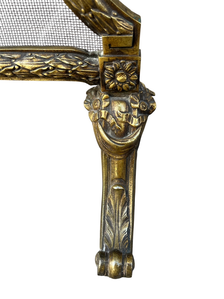 Louis XVI-style Gilded Bronze Fireplace Screen-photo-2