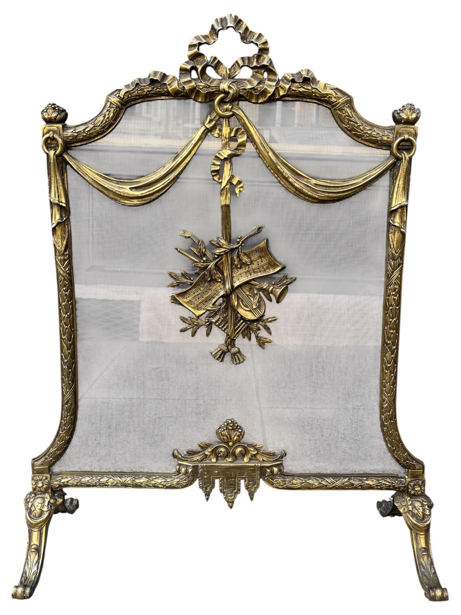 Louis XVI-style Gilded Bronze Fireplace Screen