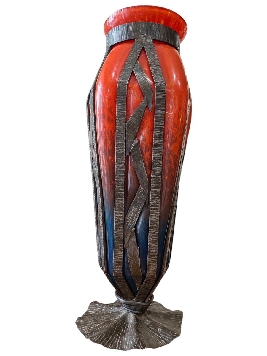Vase Art déco Degué en verre soufflé-photo-2
