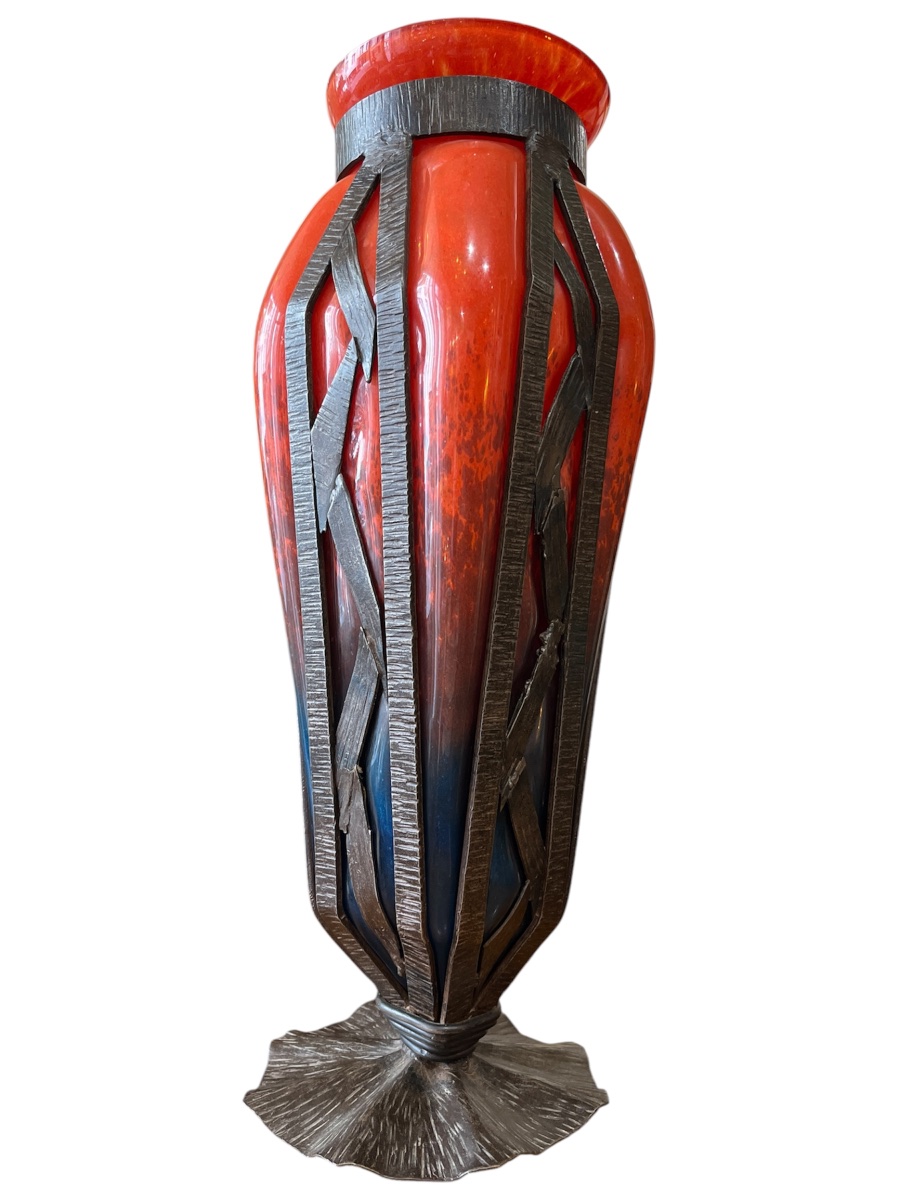 Vase Art déco Degué en verre soufflé-photo-3