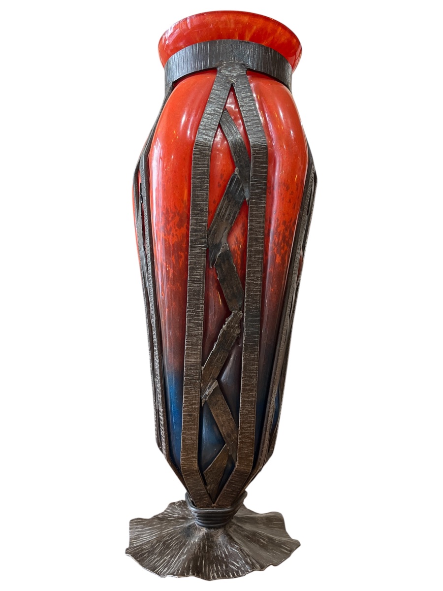 Vase Art déco Degué en verre soufflé-photo-4