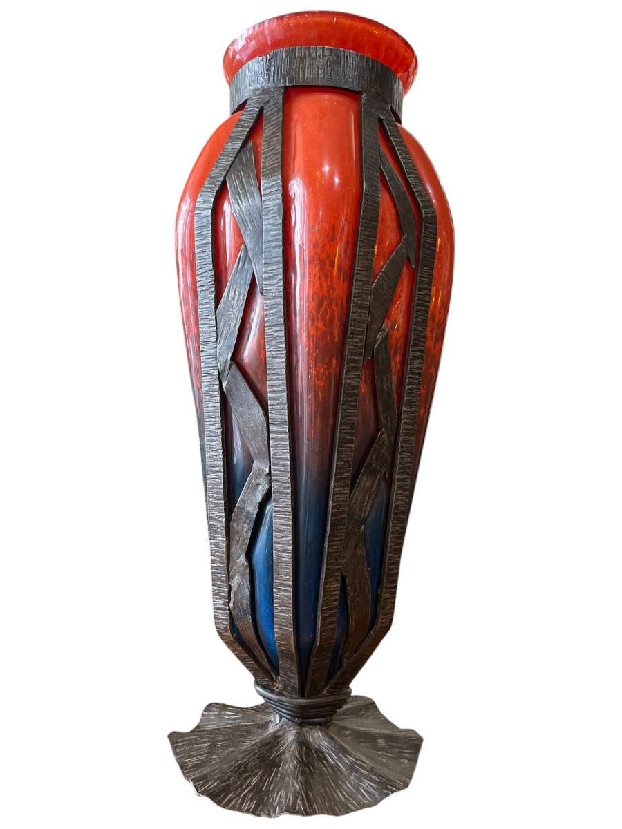 Vase Art déco Degué en verre soufflé