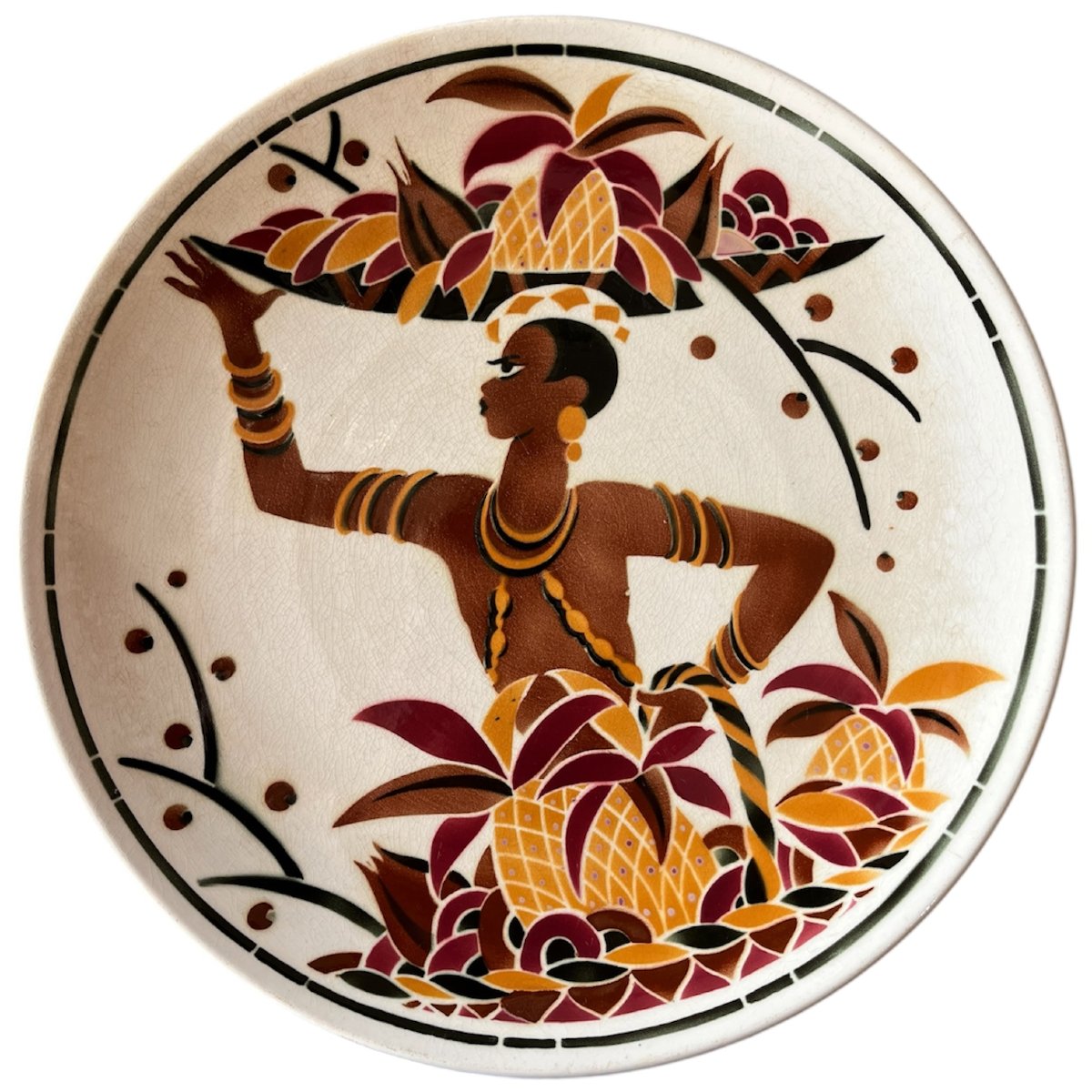 Plat en faïence Art déco KG Lunéville Joséphine Baker décor de Geo Condé