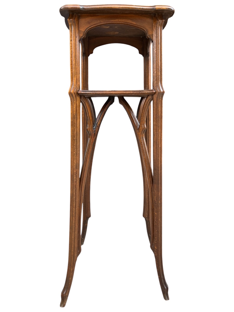 Art Nouveau Stool By émile Gallé With Chestnut Leaves-photo-2
