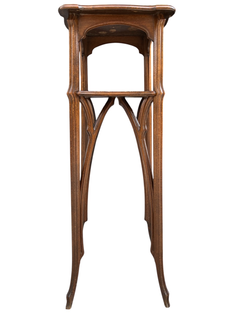 Art Nouveau Stool By émile Gallé With Chestnut Leaves-photo-3