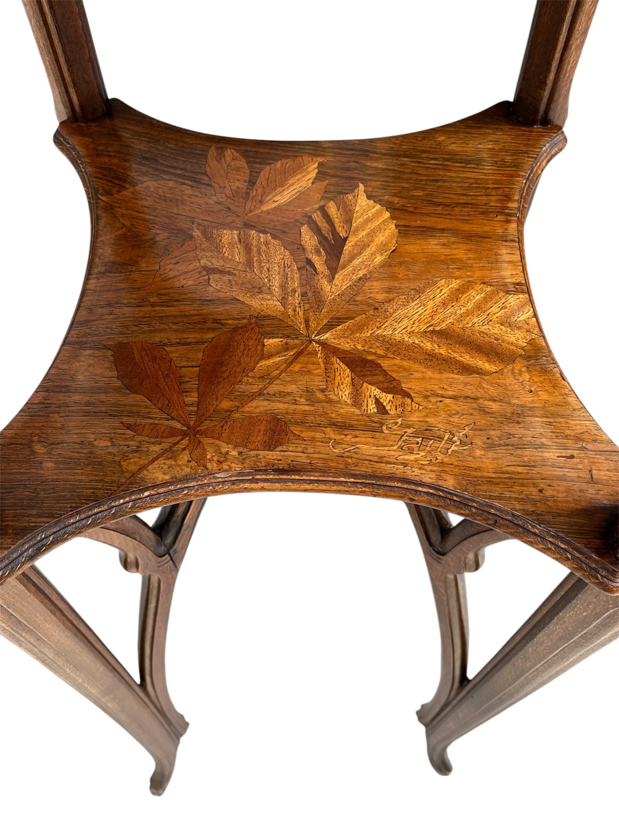 Art Nouveau Stool By émile Gallé With Chestnut Leaves-photo-1