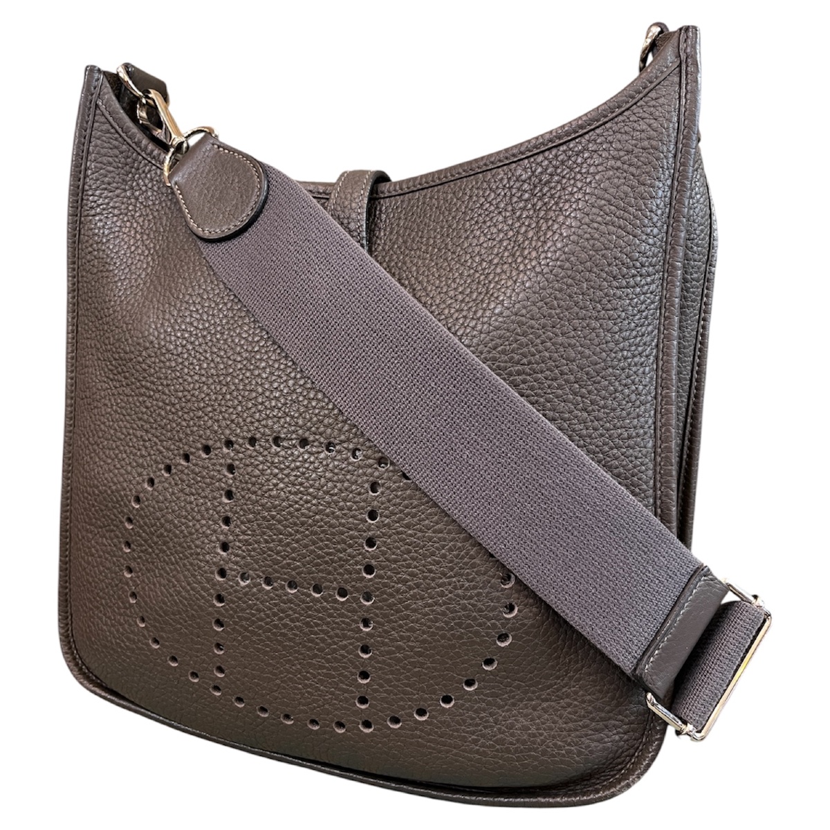 Sac Hermès Evelyne III PM gris graphite cuir de veau Clémence