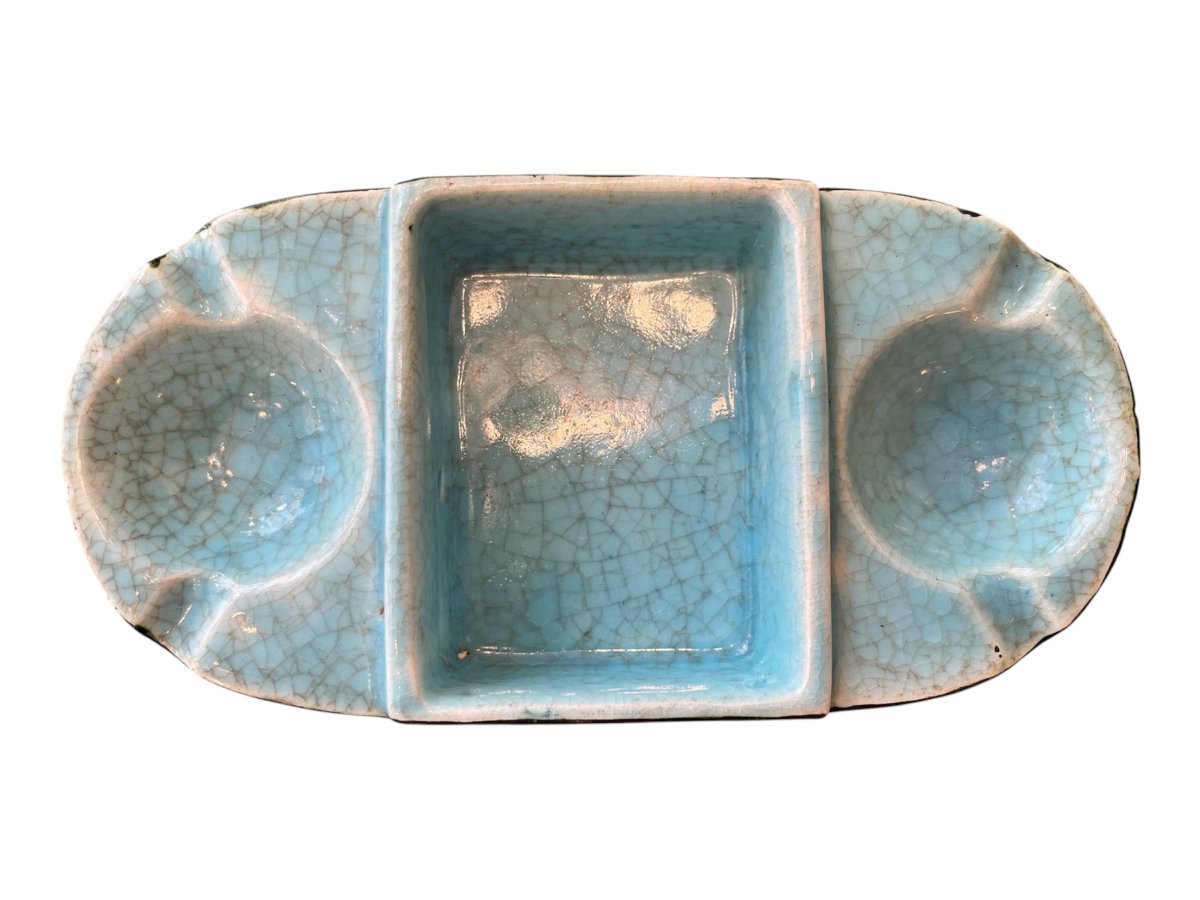 Longwy Enamel Cigarette Holder And Ashtray-photo-1