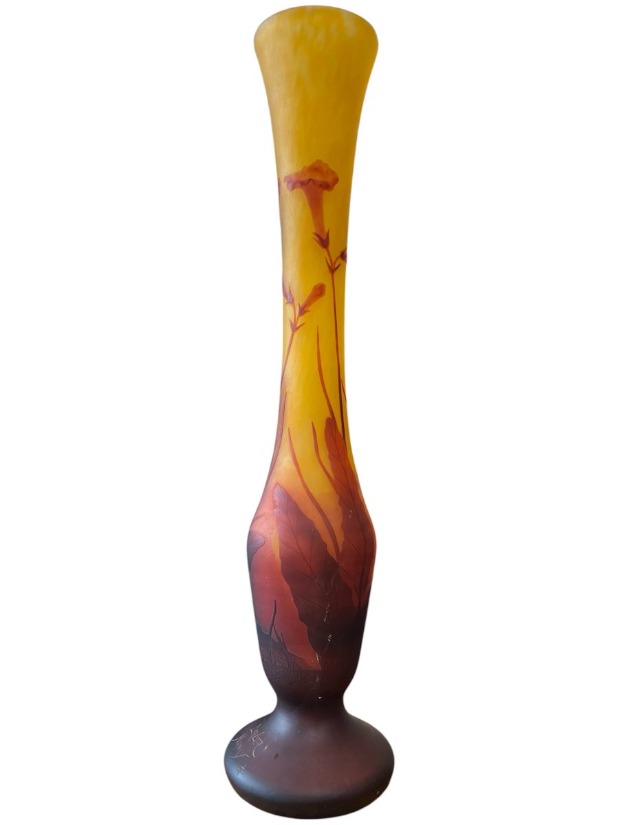 Vase Art nouveau Daum Nancy aux fleurs de tabac-photo-2