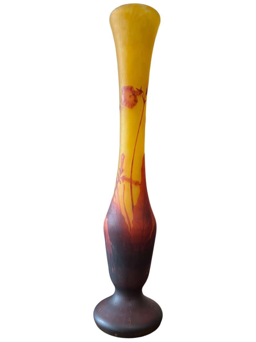 Vase Art nouveau Daum Nancy aux fleurs de tabac-photo-4