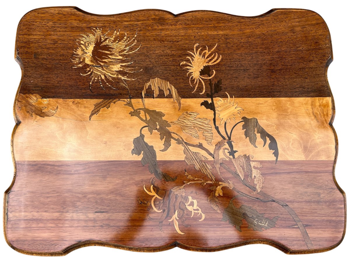 Art Nouveau Side Table By émile Gallé Featuring Dahlias-photo-3
