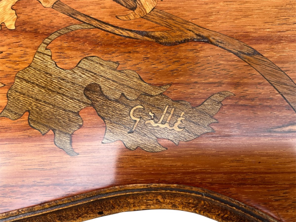 Art Nouveau Side Table By émile Gallé Featuring Dahlias-photo-4