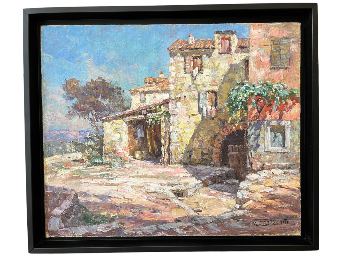 André Galzenati - Vue d’un village méditerranéen-photo-4