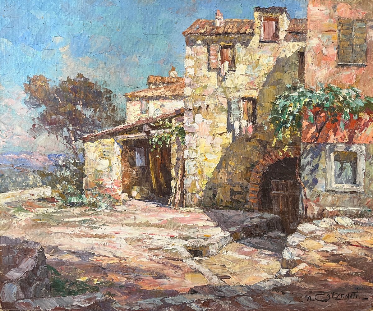 André Galzenati - Vue d’un village méditerranéen