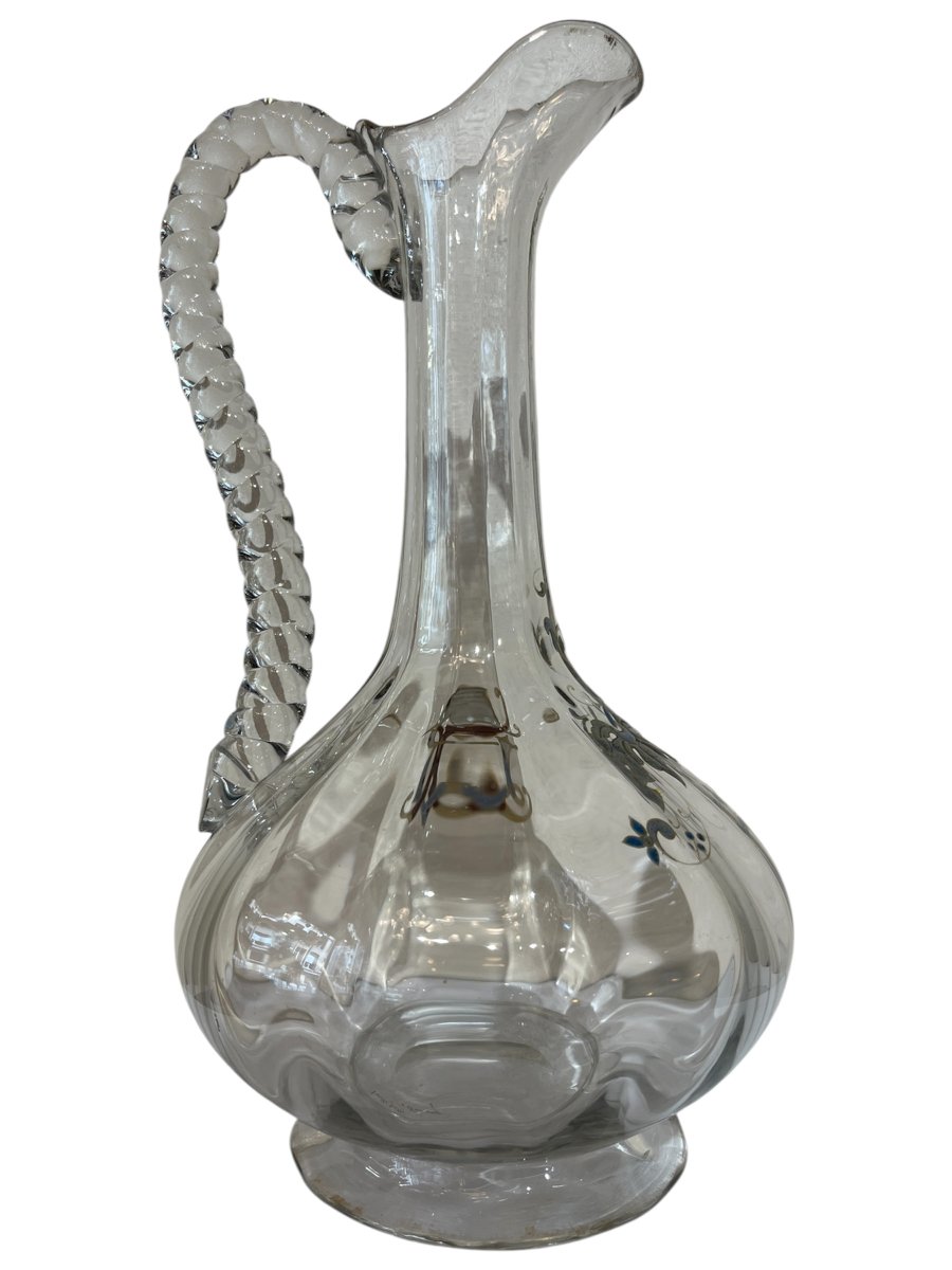 Carafe ou verseuse Art nouveau Émile Gallé en verre émaillé-photo-3