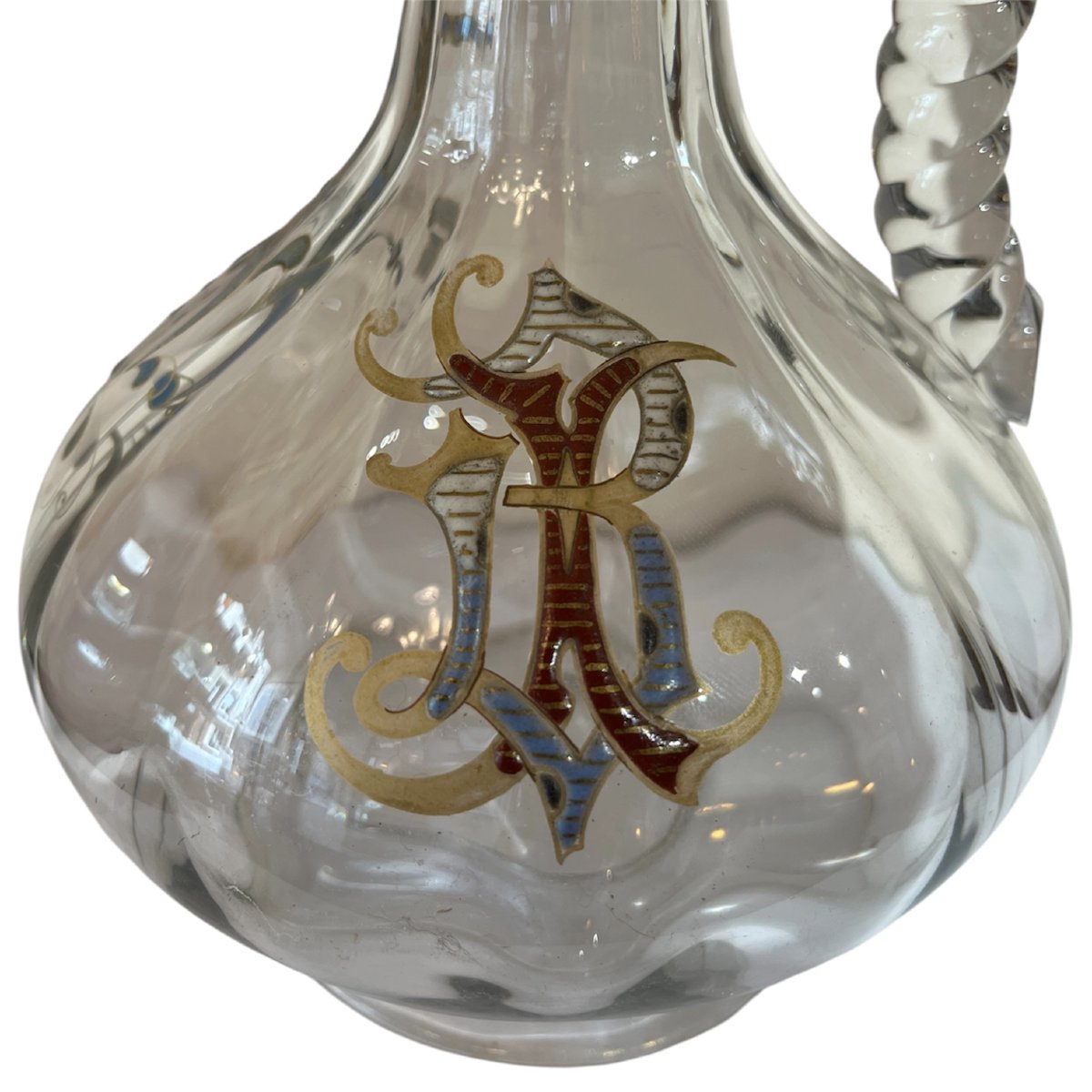 Carafe ou verseuse Art nouveau Émile Gallé en verre émaillé-photo-1