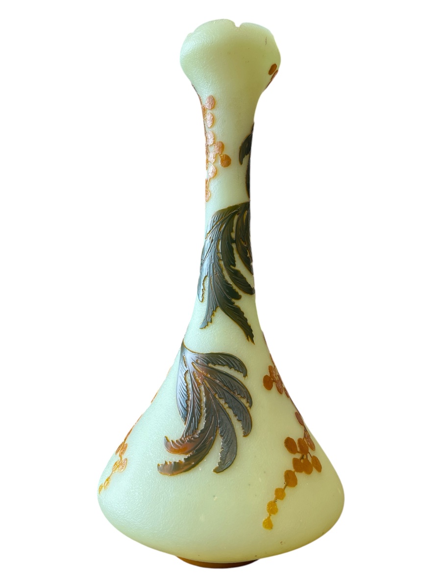 Vase Art nouveau De Vez Cristalleries de Pantin aux prunus-photo-3