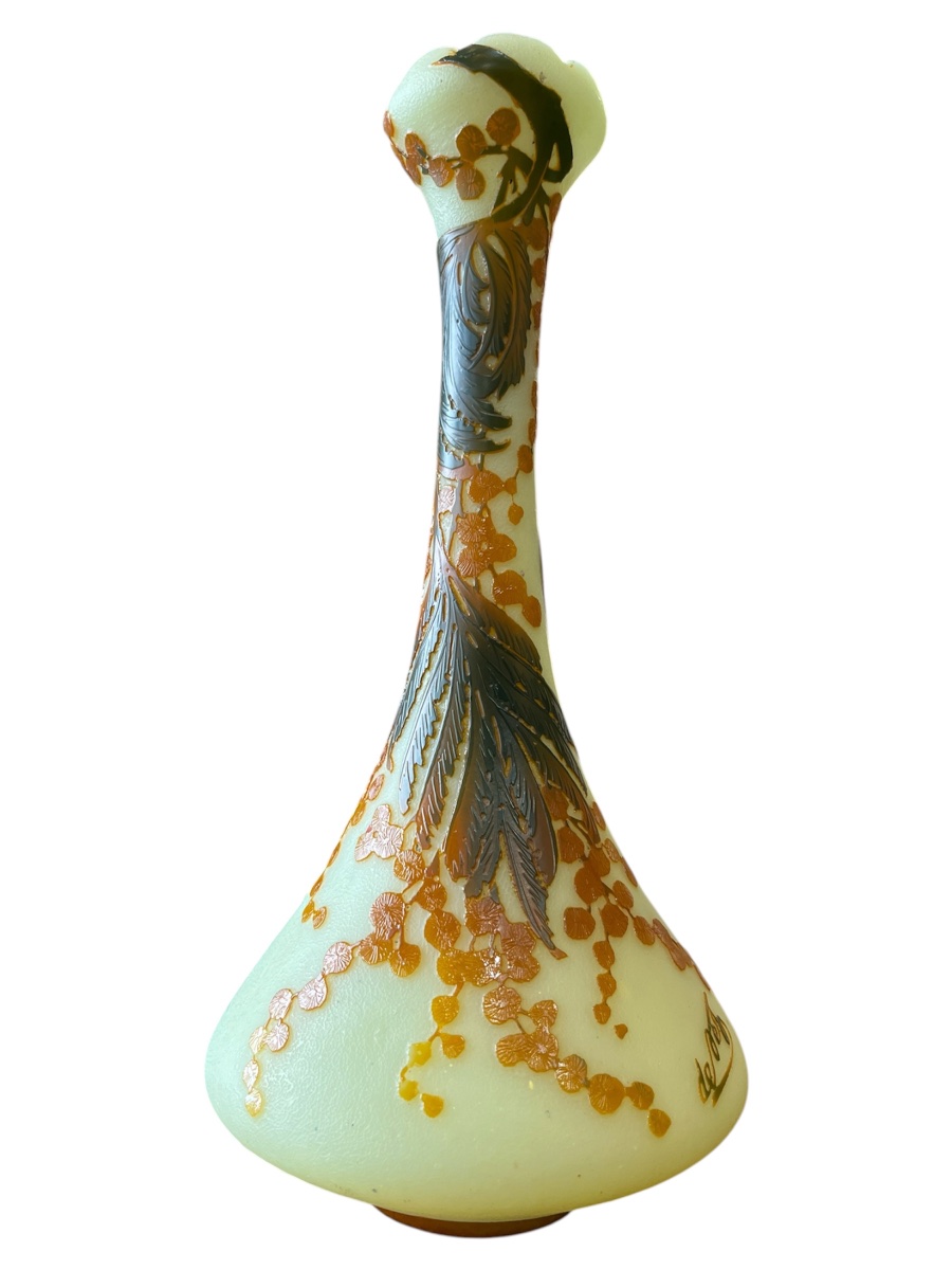 Vase Art nouveau De Vez Cristalleries de Pantin aux prunus
