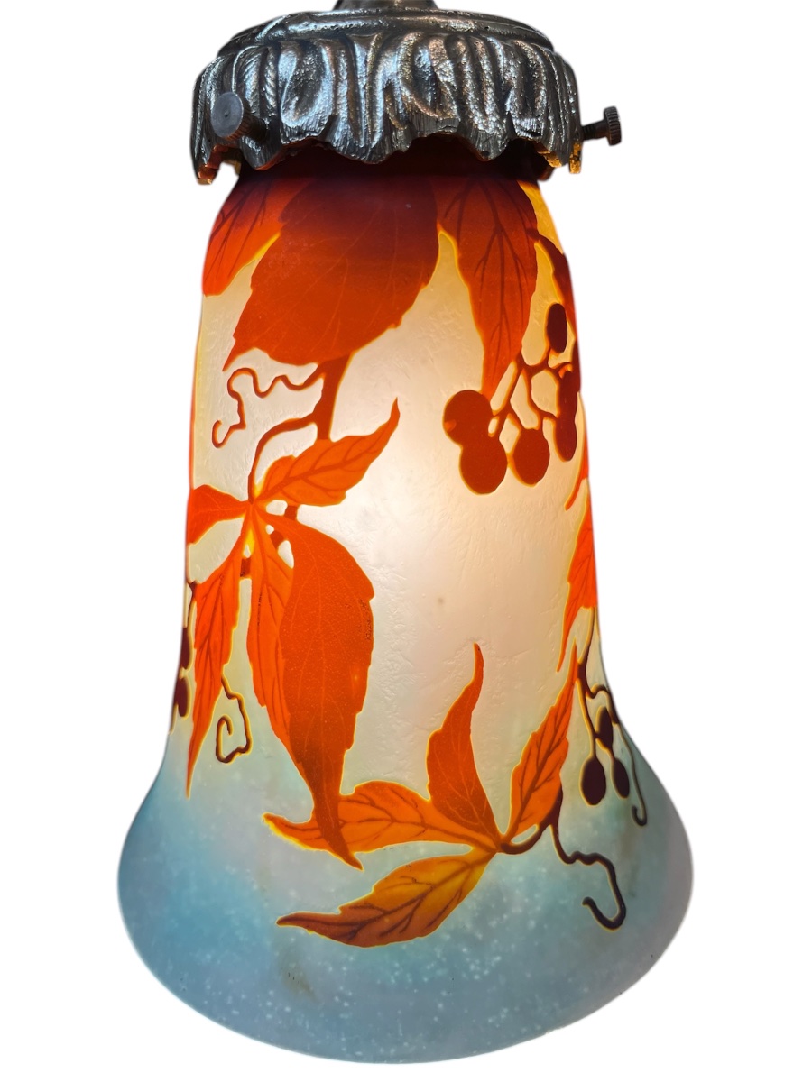 Art Nouveau Table Lamp By Muller Frères Lunéville, Featuring Virginia Creeper-photo-4