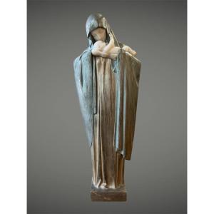 Vierge à l’enfant Art déco signée Lucienne Heuvelmans